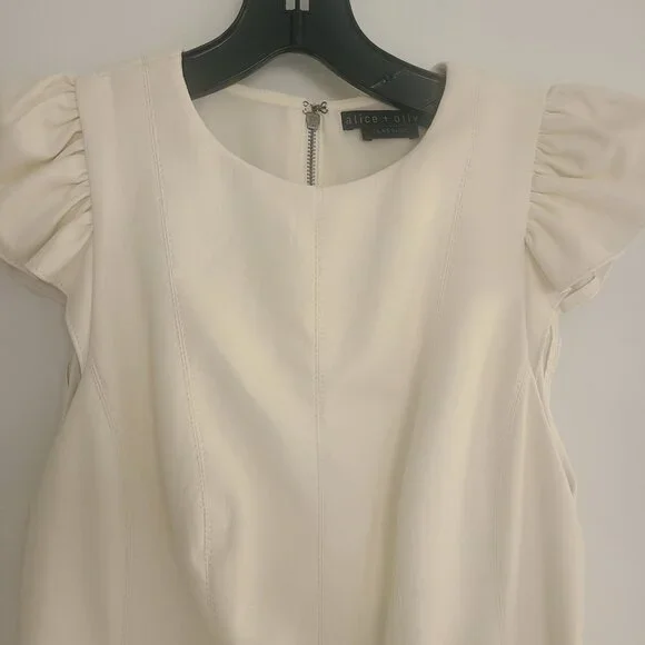 ALICE + OLIVIA Riss Puff Sleeve White Vegan Leather Mini Dress Size 0